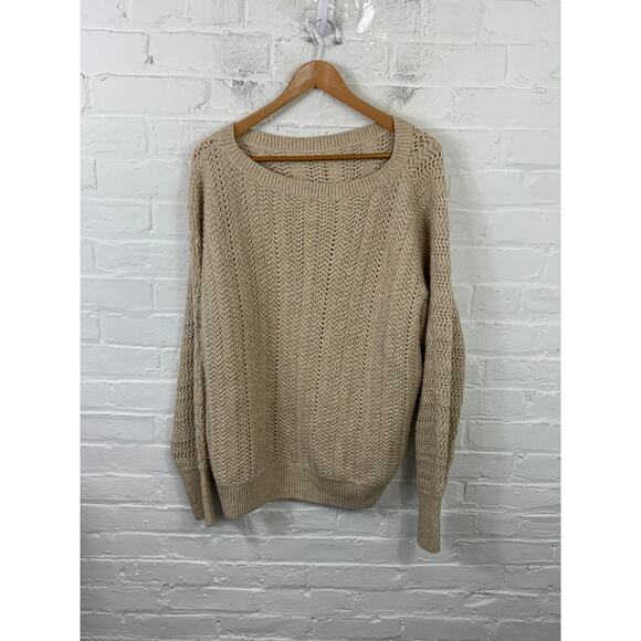 Nicole Miller Women's Long Sleeve Knit Round Neck Pullover Sweater Beige Size XL - Picture 1 of 5